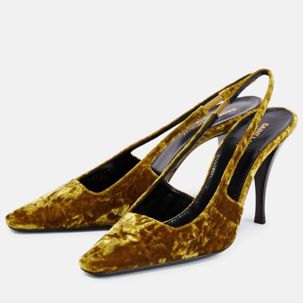 SAINT LAURENT Blade Velvet Pumps